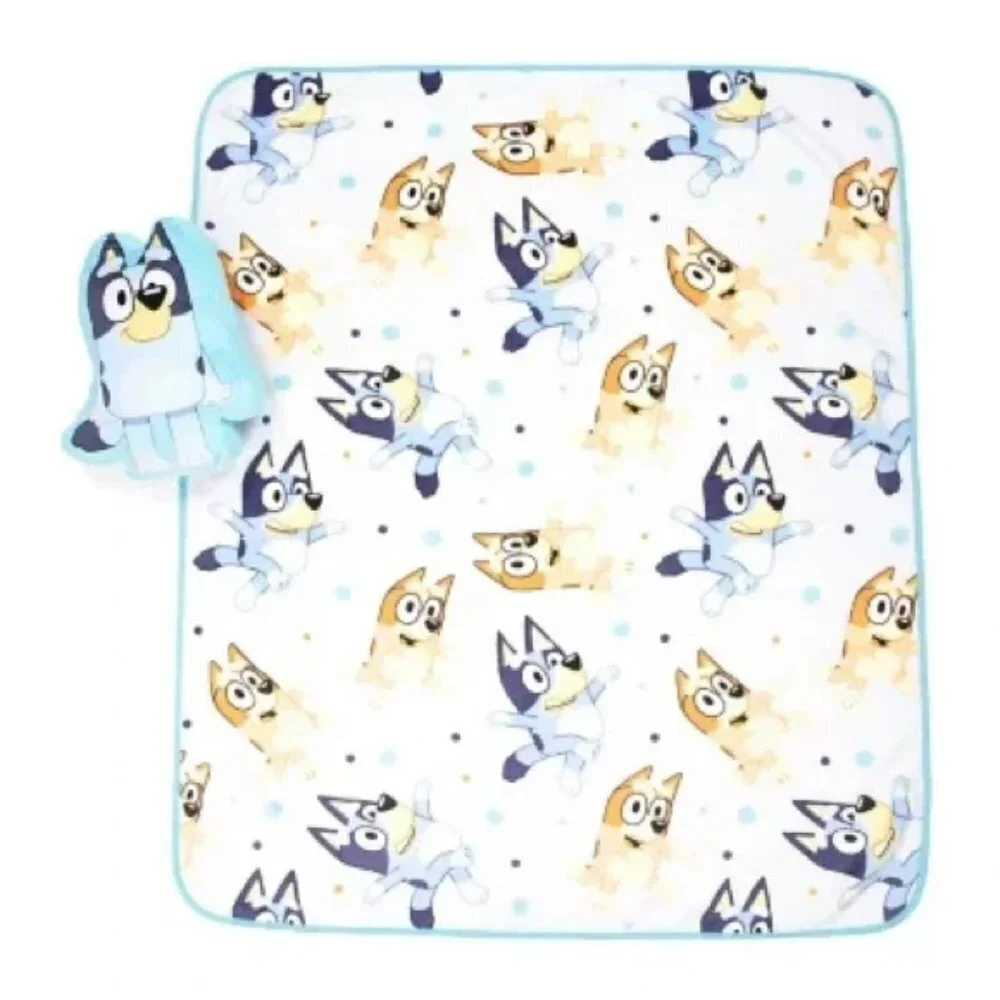 New Disney Bluey Pillow and Throw blanket Set